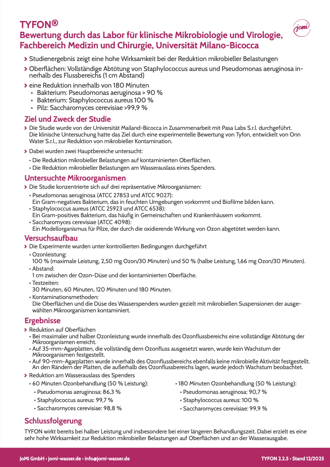 Wasserdesinfektion mit TYFON Cover