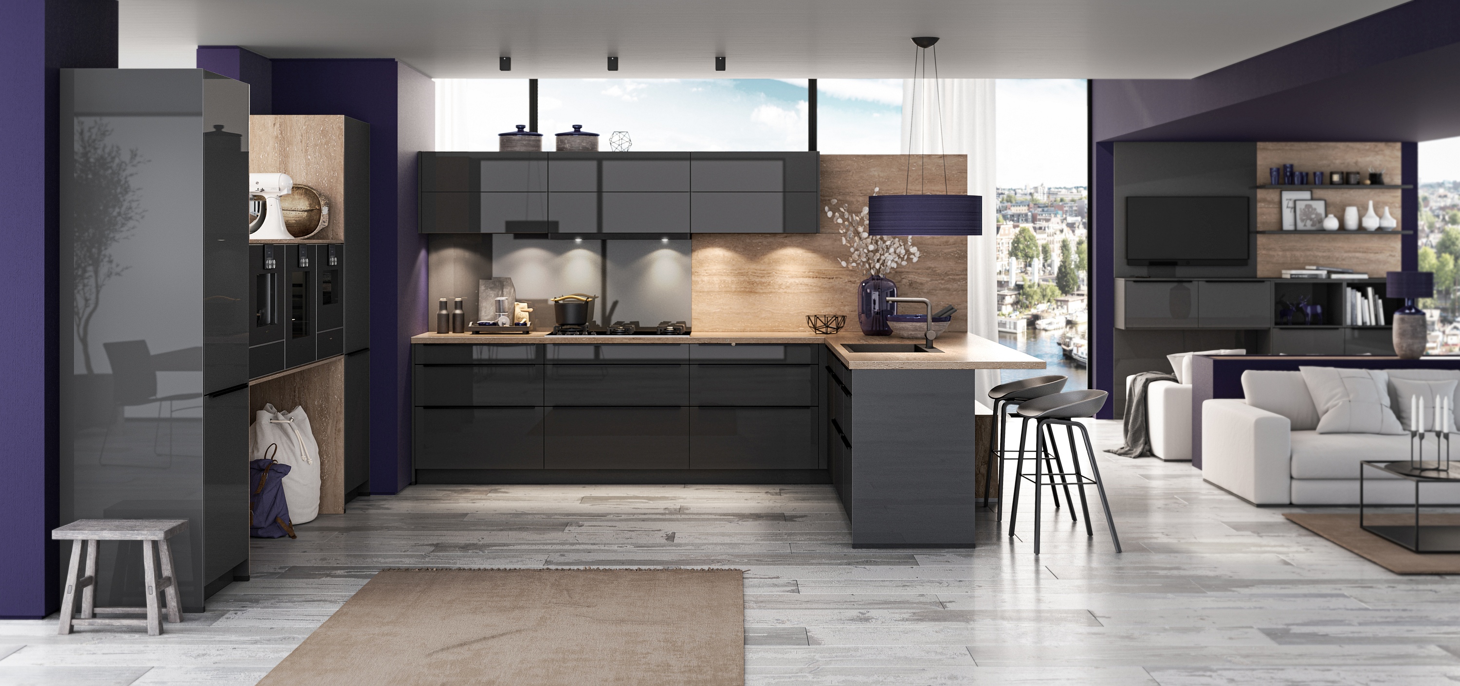 Artego Küche grifflos Graphit