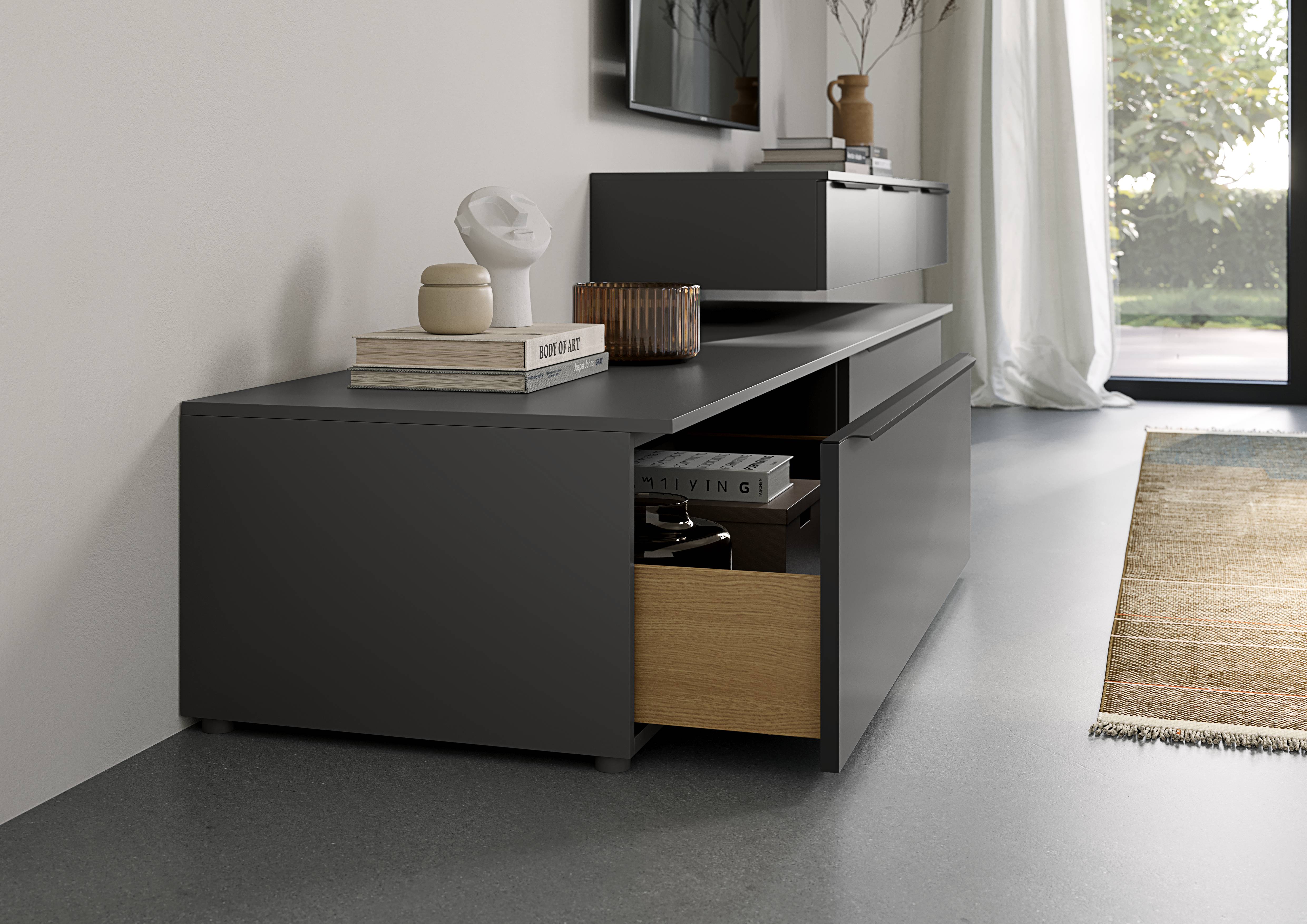 nobilia nBox Auszug bodentief dunkelgrau mit Schubladenzargen in Eiche Sierra