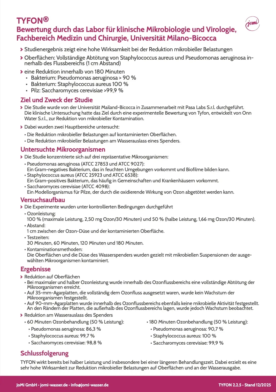 Wasserdesinfektion mit TYFON Cover